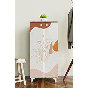 Soft Lines 3 Raflı Çok Amaçlı Dolap Mutfak Salon Banyo Ofis Salon Dolabı Beyaz Atlantik Çam