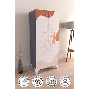 Soft Lines 3 Raflı Çok Amaçlı Dolap Mutfak Salon Banyo Ofis Salon Dolabı Beyaz Antrasit
