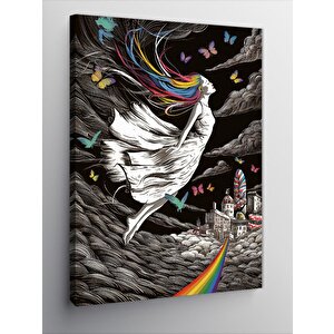 Kanvas Tablo Renkli Hayaller Dünyası Ve Kız 70x100 cm