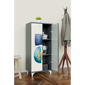 Harmony 3 Raflı Çok Amaçlı Dolap Mutfak Salon Banyo Ofis Salon Dolabı Antrasit