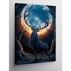 Kanvas Tablo Dolunay Ve Geyik 70x100 cm