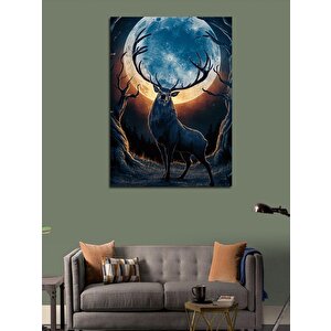 Kanvas Tablo Dolunay Ve Geyik 70x100 cm