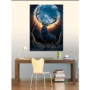Kanvas Tablo Dolunay Ve Geyik 100x140 cm