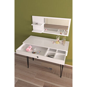 Aynalı Ve Çekmeceli Makyaj Masası Takı Organizer Masası Beyaz
