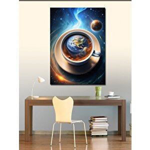 Kanvas Tablo Kahve Ve Dünya 50x70 cm