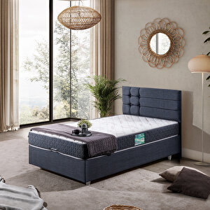 Viyana Tek Kişilik Baza Başlık Comfort Yatak Seti Lacivert 120x200 cm