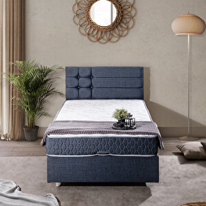 Viyana Tek Kişilik Baza Başlık Comfort Yatak Seti Lacivert 120x200 cm