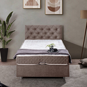 Eylül Tek Kişilik Baza Başlık İkili Set Kahve 90x190 cm
