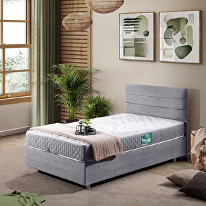 Sofia Tek Kişilik Baza Başlık Comfort Yatak Seti Açık Gri 90x200 cm