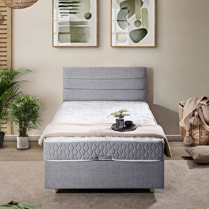 Sofia Tek Kişilik Baza Başlık Comfort Yatak Seti Açık Gri 90x200 cm