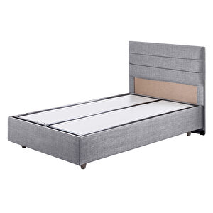 Sofia Tek Kişilik Baza Başlık Comfort Yatak Seti Açık Gri 90x200 cm