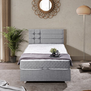 Viyana Tek Kişilik Baza Başlık Comfort Yatak Seti Açık Gri 90x190 cm