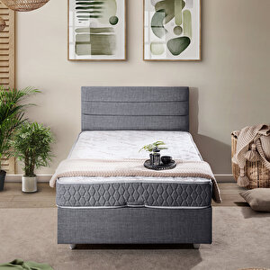 Sofia Tek Kişilik Baza Başlık Comfort Yatak Seti Gri