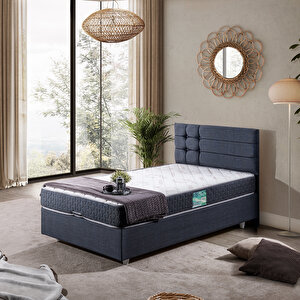 Viyana Tek Kişilik Baza Başlık İkili Set Lacivert 120x200 cm