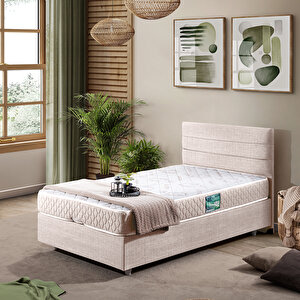 Sofia Tek Kişilik Baza Başlık Comfort Yatak Seti Krem 90x190 cm