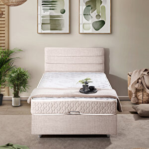 Sofia Tek Kişilik Baza Başlık Comfort Yatak Seti Krem 90x190 cm