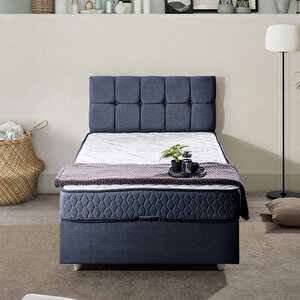 Berlin Tek Kişilik Baza Başlık İkili Set Lacivert 100x200 cm