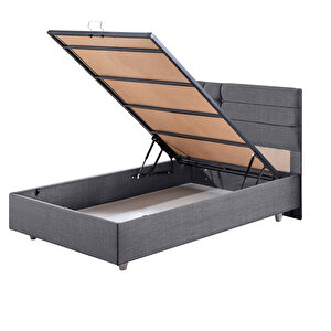 Viyana Tek Kişilik Baza Başlık İkili Set Gri 90x190 cm