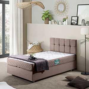 Berlin Tek Kişilik Baza Başlık İkili Set Kahve 120x200 cm
