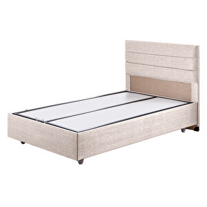 Sofia Tek Kişilik Baza Başlık İkili Set Krem 120x200 cm