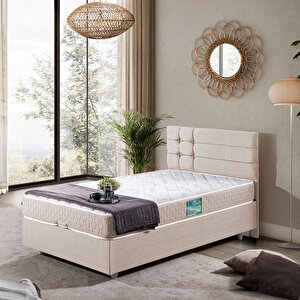 Viyana Tek Kişilik Baza Başlık İkili Set Krem 100x200 cm