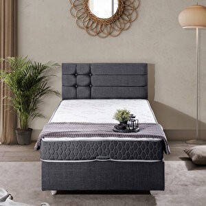 Viyana Tek Kişilik Baza Başlık Comfort Yatak Seti Antrasit 90x200 cm