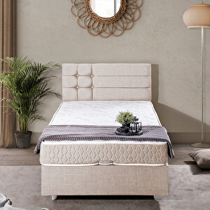 Viyana Tek Kişilik Baza Başlık Comfort Yatak Seti Krem 90x190 cm
