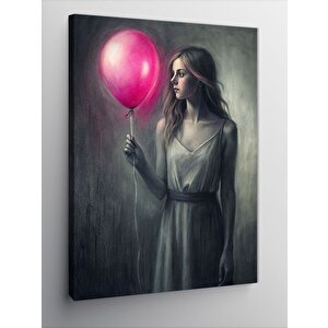 Kanvas Tablo Pembe Balonlu Kız 50x70 cm