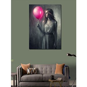 Kanvas Tablo Pembe Balonlu Kız 50x70 cm