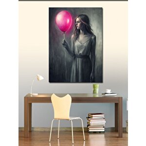 Kanvas Tablo Pembe Balonlu Kız 50x70 cm