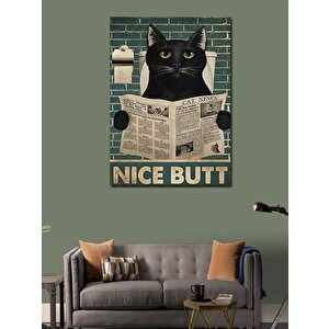 Kanvas Tablo Kedi Ve Tuvalet Keyfi 50x70 cm