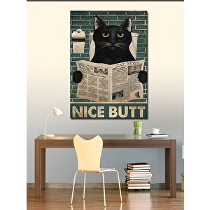 Kanvas Tablo Kedi Ve Tuvalet Keyfi 50x70 cm