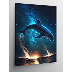 Kanvas Tablo Gece Yüzen Yunus 50x70 cm