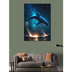 Kanvas Tablo Gece Yüzen Yunus 50x70 cm