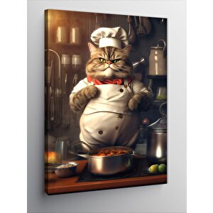 Kanvas Tablo Obur Aşçı Kedi 70x100 cm