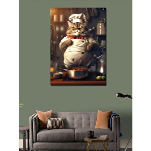 Kanvas Tablo Obur Aşçı Kedi 70x100 cm