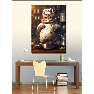 Kanvas Tablo Obur Aşçı Kedi 100x140 cm