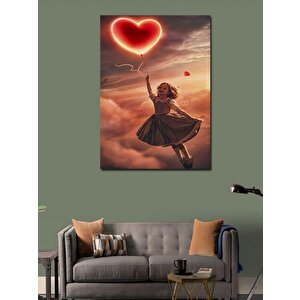 Kanvas Tablo Uçan Balonlu Kız 100x140 cm
