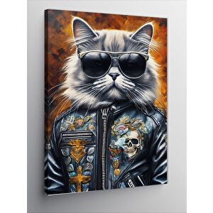 Kanvas Tablo Güneş Gözlüklü Kedi 100x140 cm