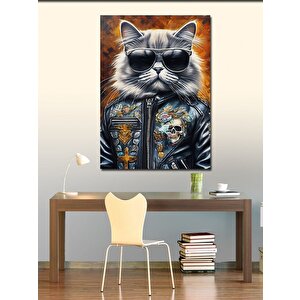 Kanvas Tablo Güneş Gözlüklü Kedi 100x140 cm