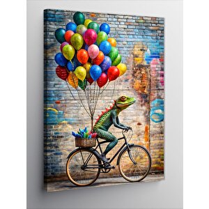 Kanvas Tablo Bisiklet Süren Kertenkele 50x70 cm
