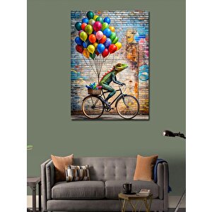 Kanvas Tablo Bisiklet Süren Kertenkele 70x100 cm