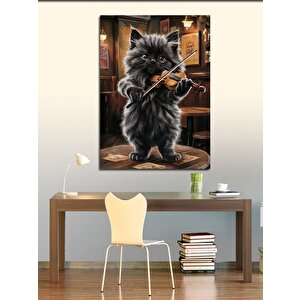 Kanvas Tablo Keman Çalan Kedi 70x100 cm