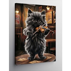 Kanvas Tablo Keman Çalan Kedi 50x70 cm