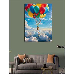 Kanvas Tablo Uçan Balonlar Ve Sepet 100x140 cm