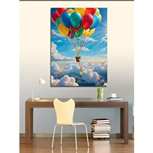 Kanvas Tablo Uçan Balonlar Ve Sepet 100x140 cm