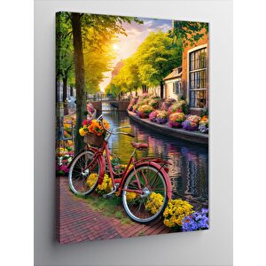Kanvas Tablo Nehirdeki Kırmızı Bisiklet 70x100 cm