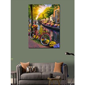 Kanvas Tablo Nehirdeki Kırmızı Bisiklet 70x100 cm