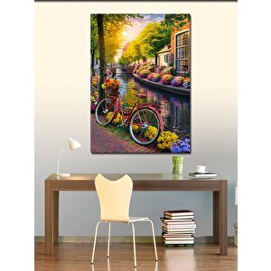 Kanvas Tablo Nehirdeki Kırmızı Bisiklet 70x100 cm