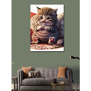 Kanvas Tablo Örgü Ören Yavru Kedi 70x100 cm